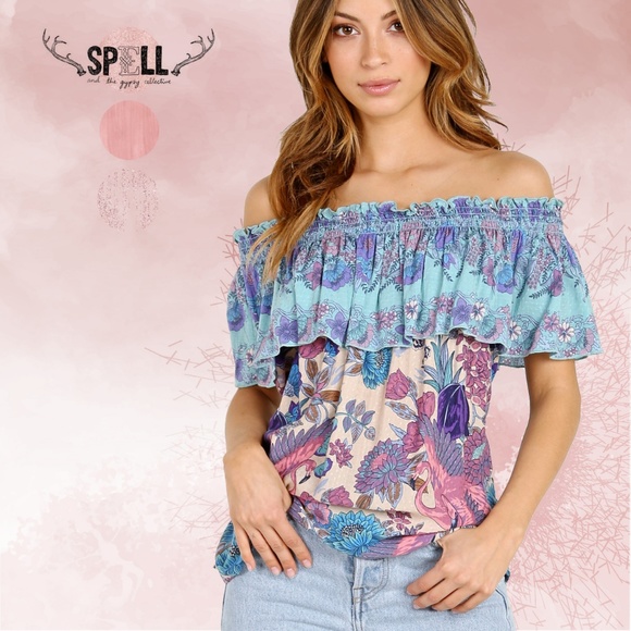 Spell Tops - HOST PICK 🎉SPELL Siren Song Off—Shoulder Top NWT